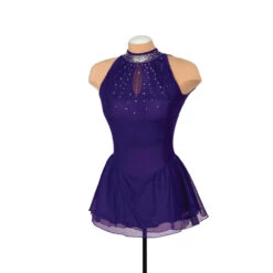 Solitaire Style F22008 Mesh Keyhole Dress- Navy 11 Solitaire Style F22008 Mesh Keyhole Dress- Navy -Skating Gear Shop F22008R Purple Front 91546.1656366524