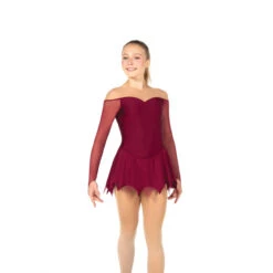 Solitaire Style F23023 Icicle Hem Dress -Skating Gear Shop F23023P Wine B Front 91891.1681170164