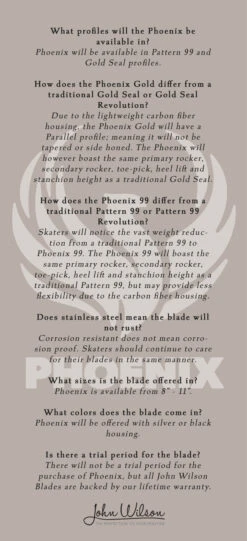 NEW John Wilson Phoenix Blade - GOLD -Skating Gear Shop Phoenix FAQ 002 79087.1606256137
